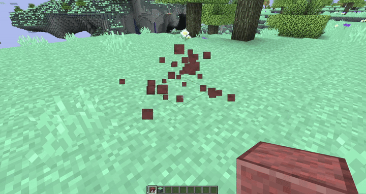 Player trying to place a Polished Netherrack and instead spawning particles.